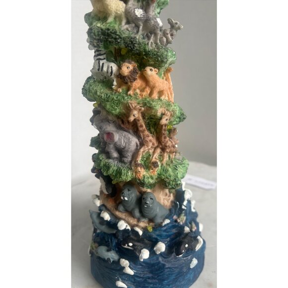 Noahs Ark Mountain Animal Figurine Tower Hand-Painted Resin 16" Tall Collectible - Picture 10 of 11